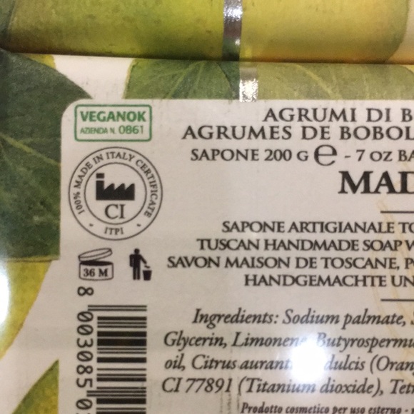 Citrus Scented Hand Soap Made in Italy by La Florentina Set of Two 7oz Bars NWT - Picture 10 of 16